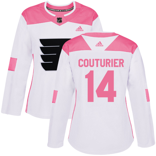 Adidas Flyers #14 Sean Couturier White/Pink Authentic Fashion Women's Stitched NHL Jersey